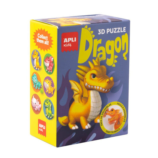 Puzzle 3D APLI Dragon GALBEN pentru copii