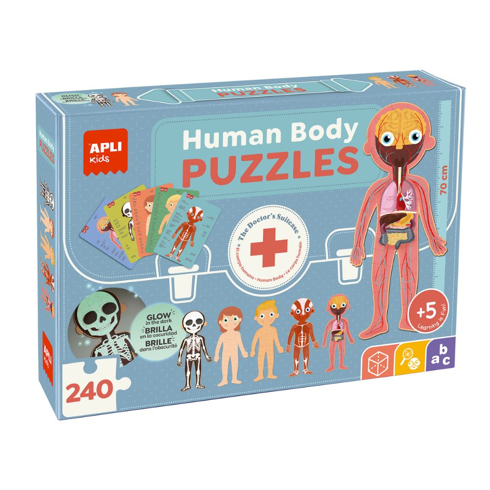 Puzzle educativ cu fișe, Corpul Uman, 240 piese, APLI, 5 ani+
