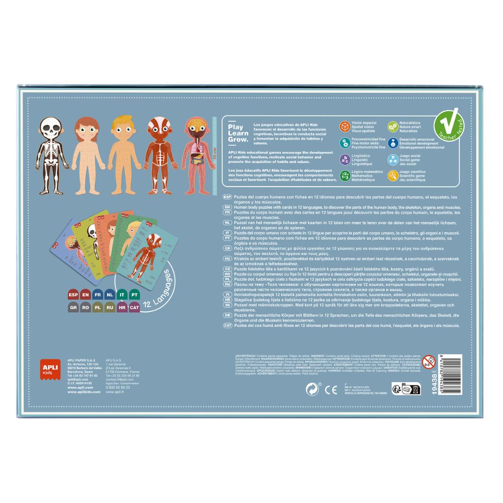Puzzle educativ cu fișe, Corpul Uman, 240 piese, APLI, 5 ani+
