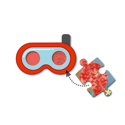Puzzle educativ cu Ochelari Magici, Plaja Secretă, 60 piese, APLI, 4 ani+