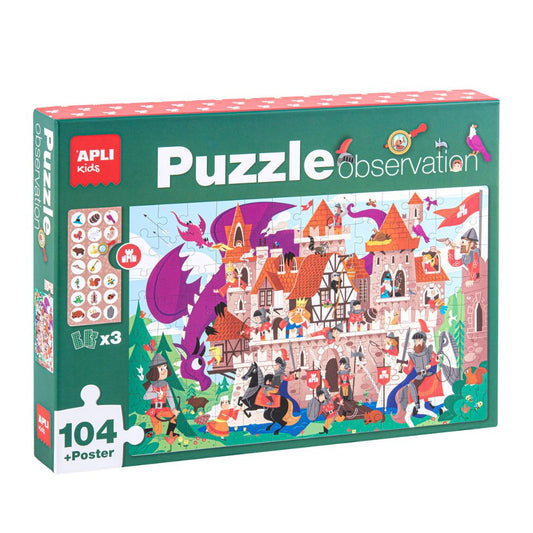 Puzzle educativ pentru copii, Castel , 104 piese, APLI, 5 ani+