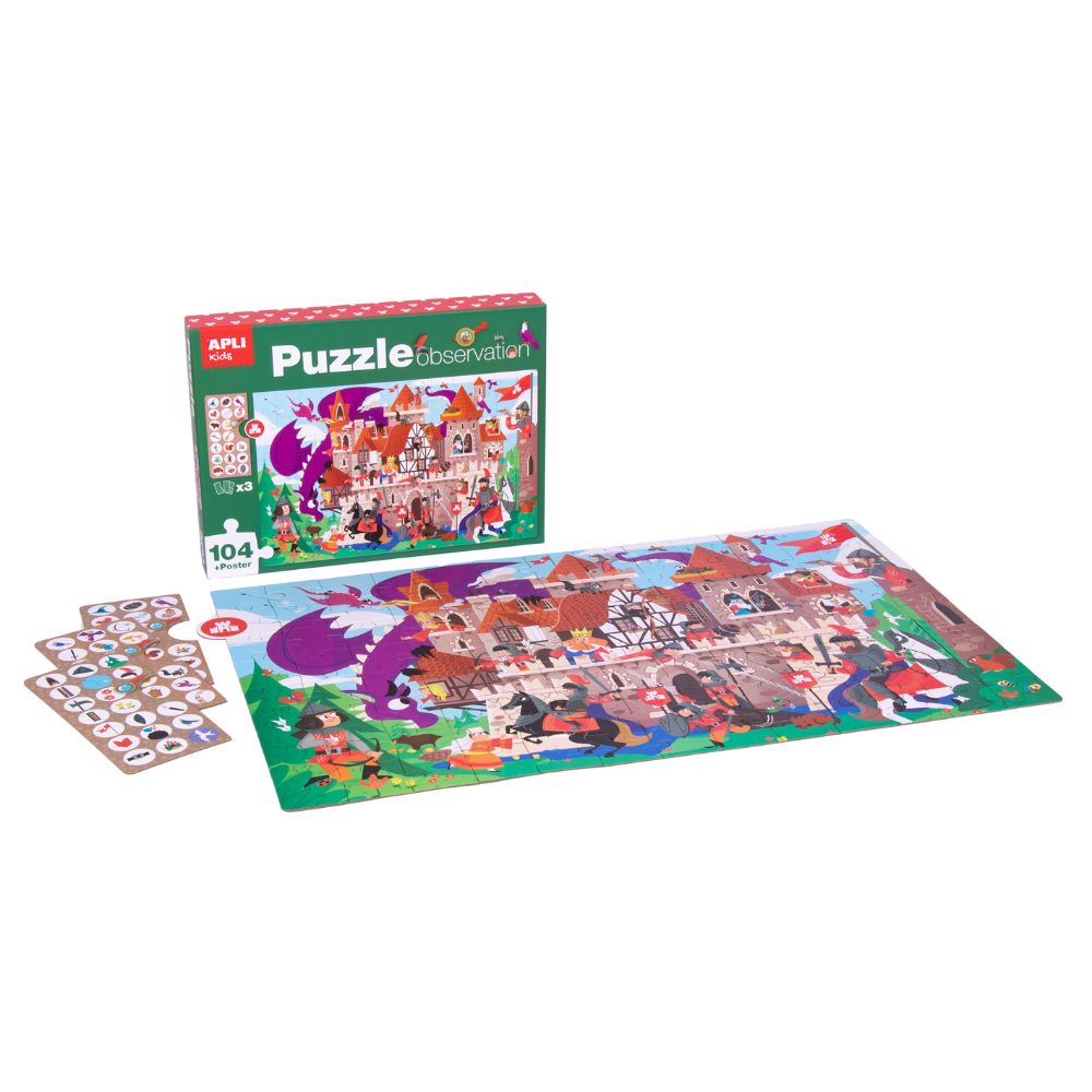 Puzzle educativ pentru copii, Castel , 104 piese, APLI, 5 ani+