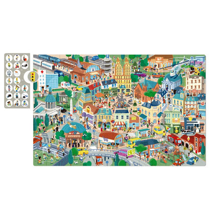 Puzzle educativ pentru copii, Observați Orașul , 104 piese, APLI, 5 ani+