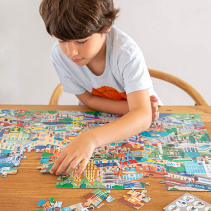 Puzzle educativ pentru copii, Observați Orașul , 104 piese, APLI, 5 ani+