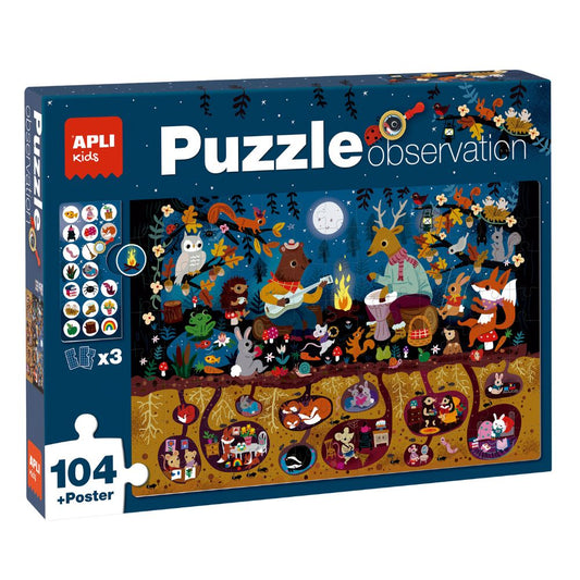 Puzzle educativ pentru copii, Pădurea Magică , 104 piese, APLI, 5 ani+