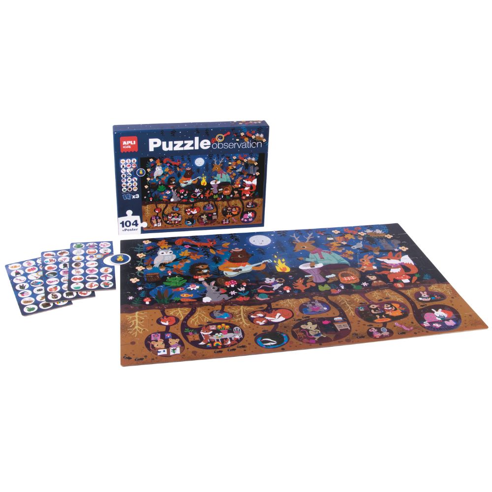 Puzzle educativ pentru copii, Pădurea Magică , 104 piese, APLI, 5 ani+
