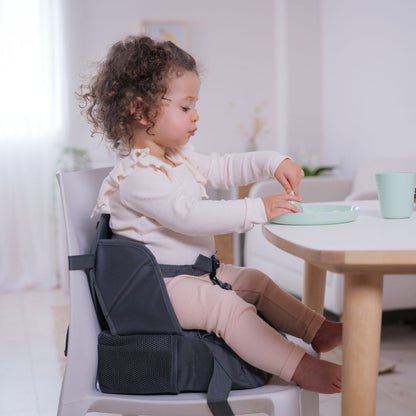 Scaun de masă portabil bebelusi cu spațiu de depozitare, Antracit, Baby To Love, 6 luni+