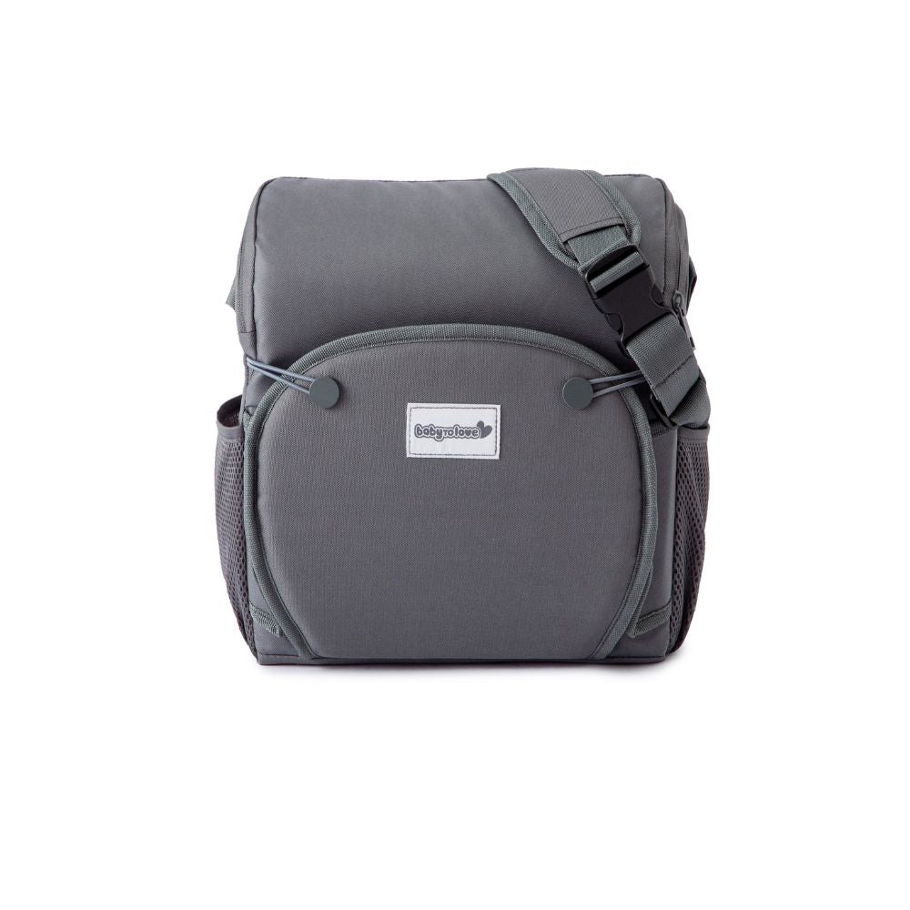 Scaun de masă portabil bebelusi cu spațiu de depozitare, Antracit, Baby To Love, 6 luni+