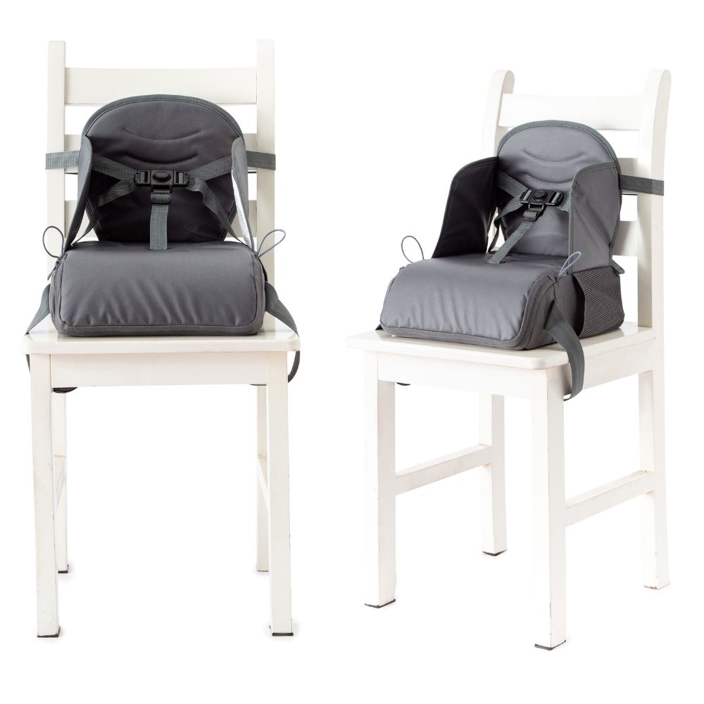 Scaun de masă portabil bebelusi cu spațiu de depozitare, Antracit, Baby To Love, 6 luni+