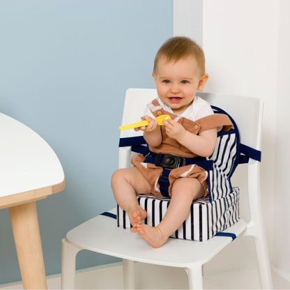Scaun portabil de masă bebelusi, Easy Up-Blue Stripes, Baby To Love, 6 luni+