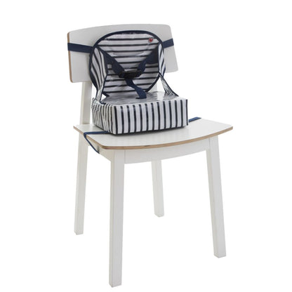 Scaun portabil de masă bebelusi, Easy Up-Blue Stripes, Baby To Love, 6 luni+