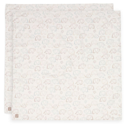 Set 2 museline din bumbac, Elephant Tales, Jollein, 115x115 cm, OEKO-TEX
