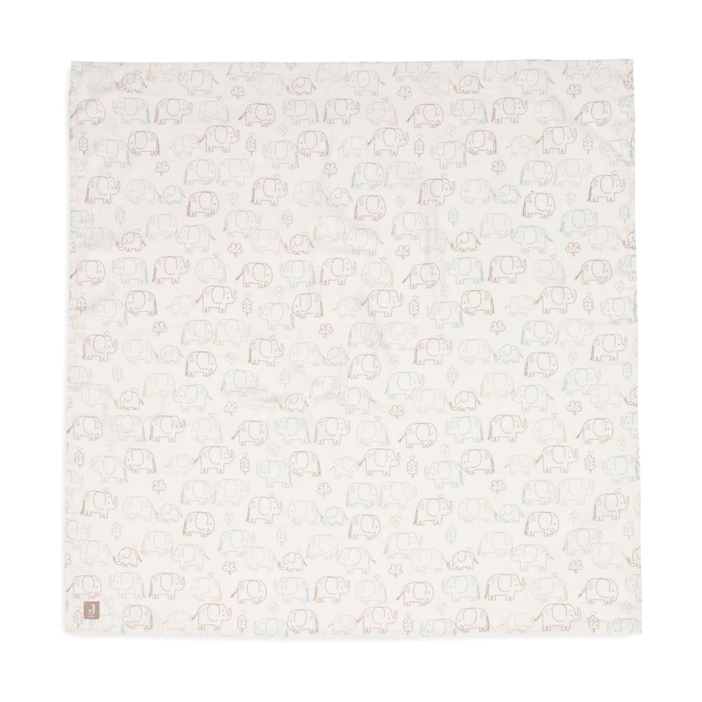 Set 2 museline din bumbac, Elephant Tales, Jollein, 115x115 cm, OEKO-TEX
