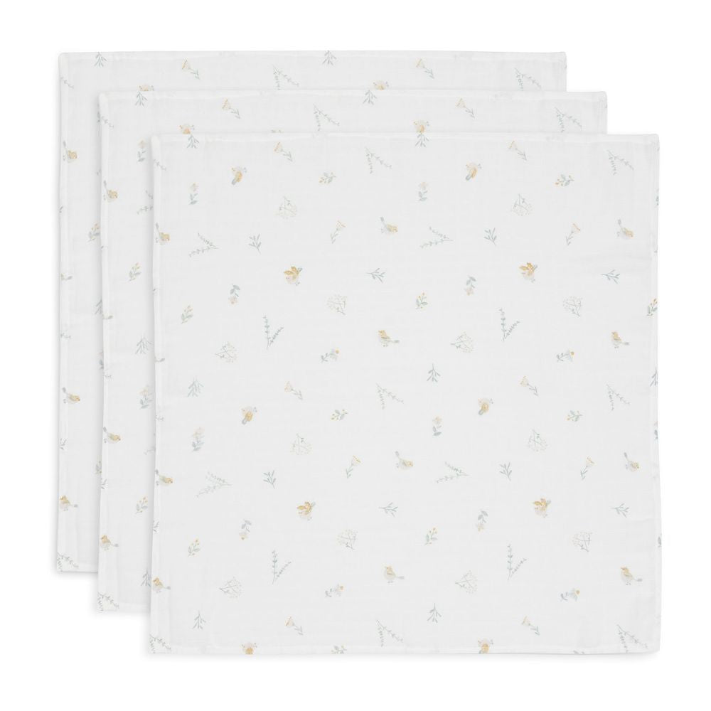 Set 3 museline din bumbac, Lovely Birds, Jollein, 70x70 cm, OEKO-TEX