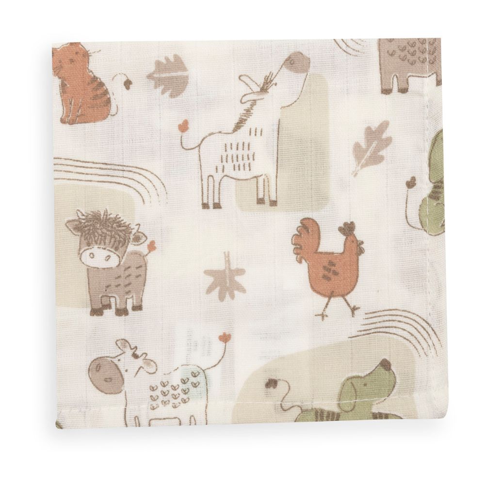 Set de 3 museline Barn Buddies din bumbac
