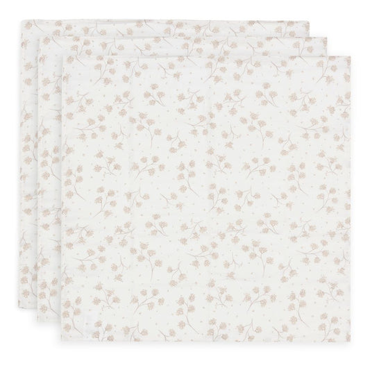 Set 3 museline din bumbac, Leafy Dreams, Jollein, 70x70 cm, OEKO-TEX