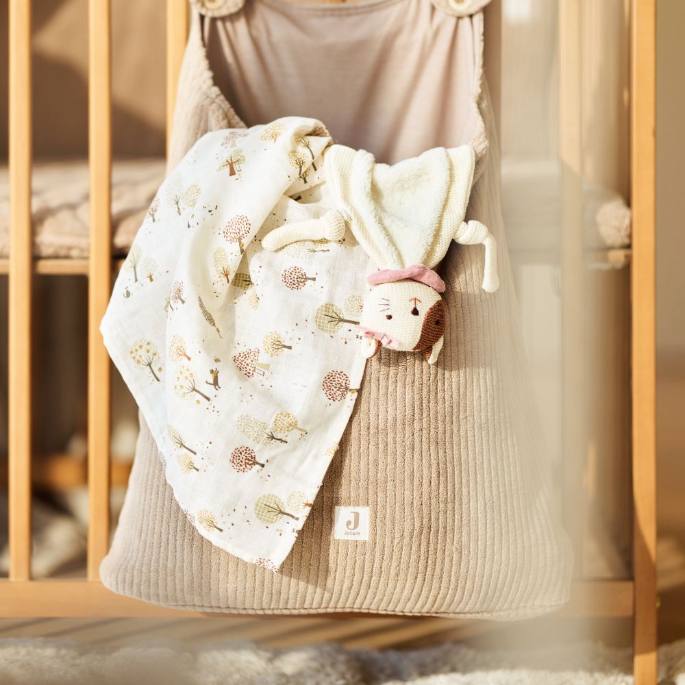 Set 3 museline din bumbac tip batistă de baie, Tiny Park, Jollein, 20x15 cm