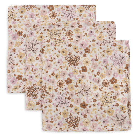 Set 3 museline din bumbac tip batistă, Flower Fairies, Jollein, 31x31 cm, OEKO-TEX