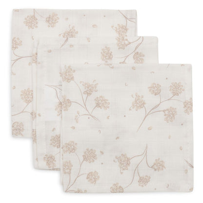Set 3 museline din bumbac tip batistă, Leafy Dreams, Jollein, 31x31 cm, OEKO-TEX