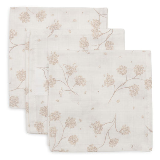 Set 3 museline din bumbac tip batistă, Leafy Dreams, Jollein, 31x31 cm, OEKO-TEX