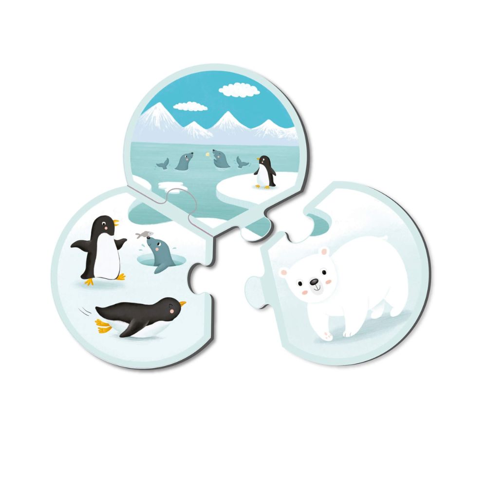 Set 8 Trio Puzzle-uri educative, Animalele și Habitatele lor, APLI, 3+ ani