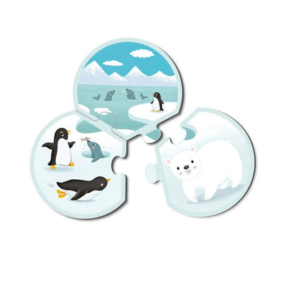 Set 8 Trio Puzzle-uri educative, Animalele și Habitatele lor, APLI, 3+ ani