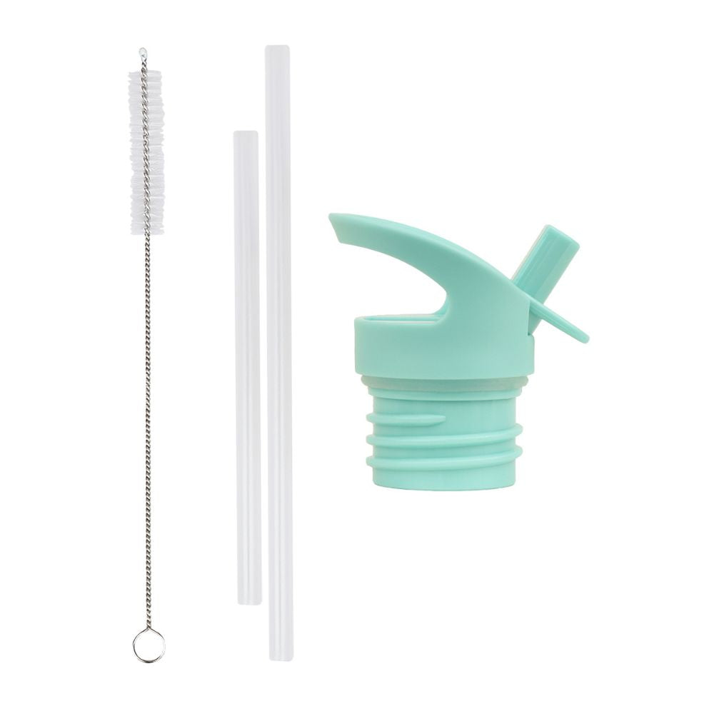 set capac pai perie sticla inox copii model jungle verde menta
