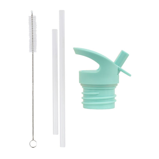 set capac pai perie sticla inox copii model jungle verde menta