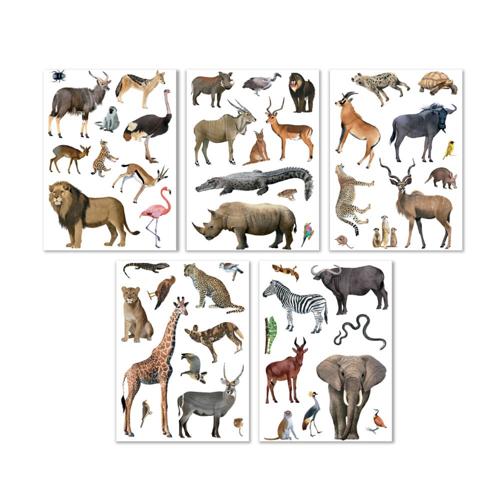 Set educativ cu 50 stickere detașabile cu animale, Savana, APLI, 3 ani+