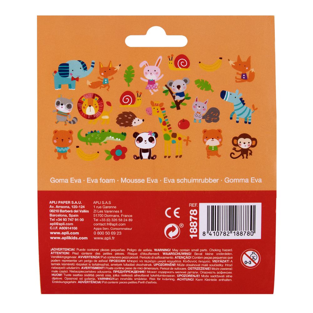 Stickere tematice din spumă EVA, Animale, 24 piese, APLI, 3 ani+
