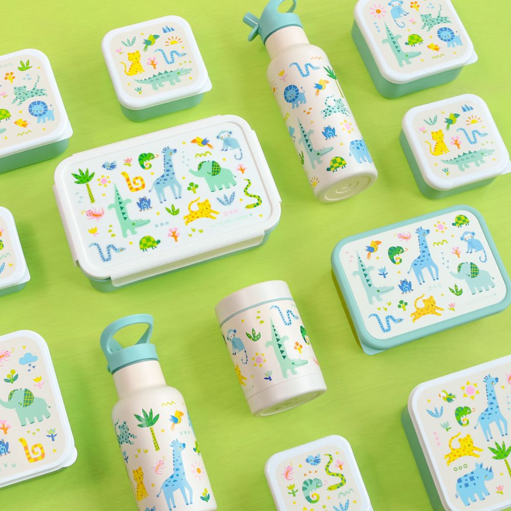 set ghiozdan penar cutie bento sticla inox copii roboti