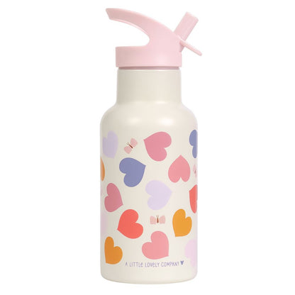 sticla apa copii scoala inox 350ml model inimi crem