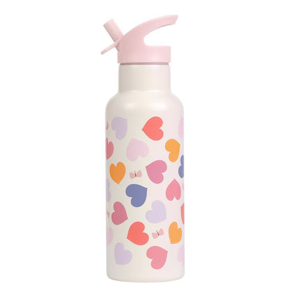 set ghiozdan penar cutie bento sticla inox copii inimi