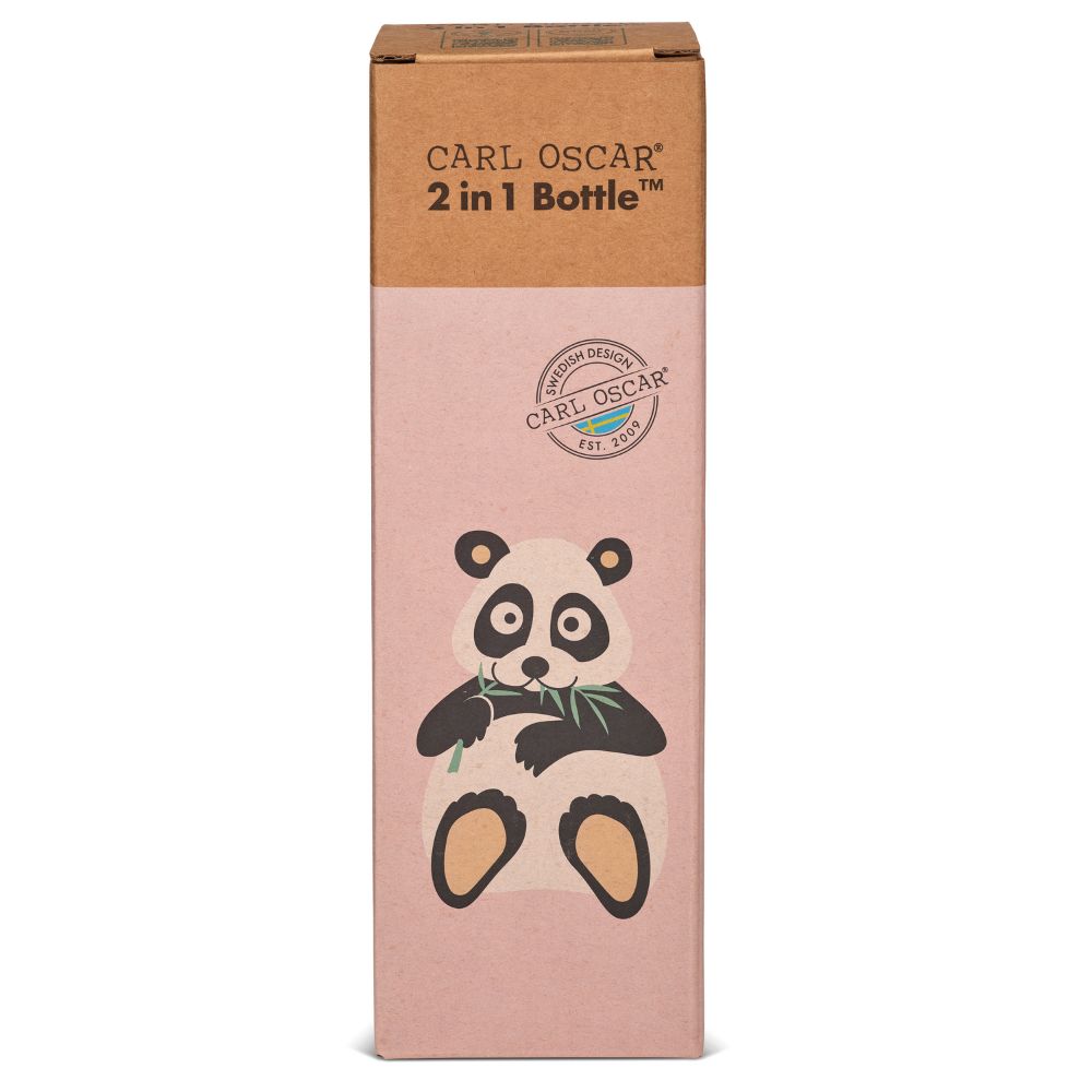 Sticlă apă copii 300ml+cupă 150ml, Pink Panda, Carl Oscar