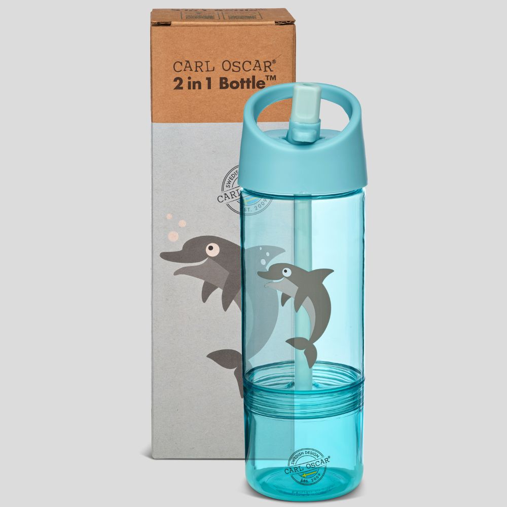 Sticlă apă copii 300ml+cupă 150ml, Blue Dolphin, Carl Oscar