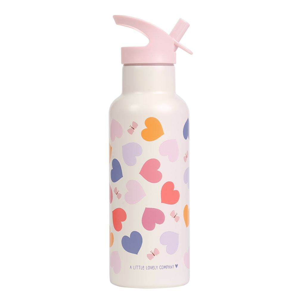 sticla apa copii inox 500ml model inimi crem A Little Lovely Company
