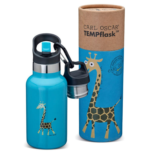 Sticlă apă copii inox, Turquoise Giraffe, 350 ml, Carl Oscar