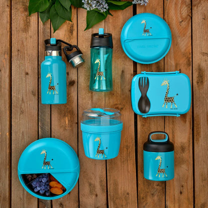 Sticlă apă copii inox, Turquoise Giraffe, 350 ml, Carl Oscar