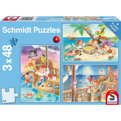 Set 3 Puzzle-uri, Schmidt, Banda de pirați, 3x48 piese, 4 ani+